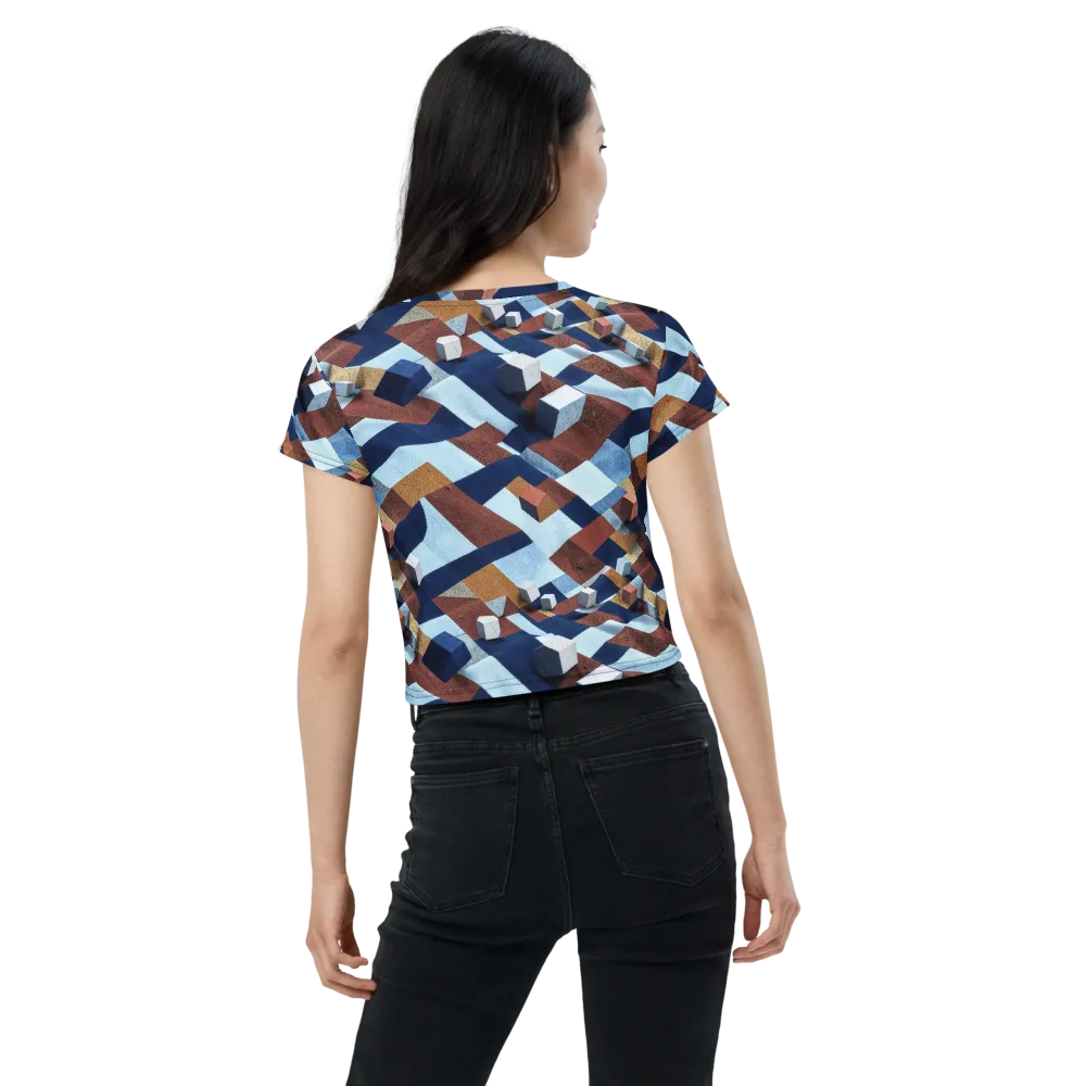 Cobalt Cubism on Crop Tee — Back