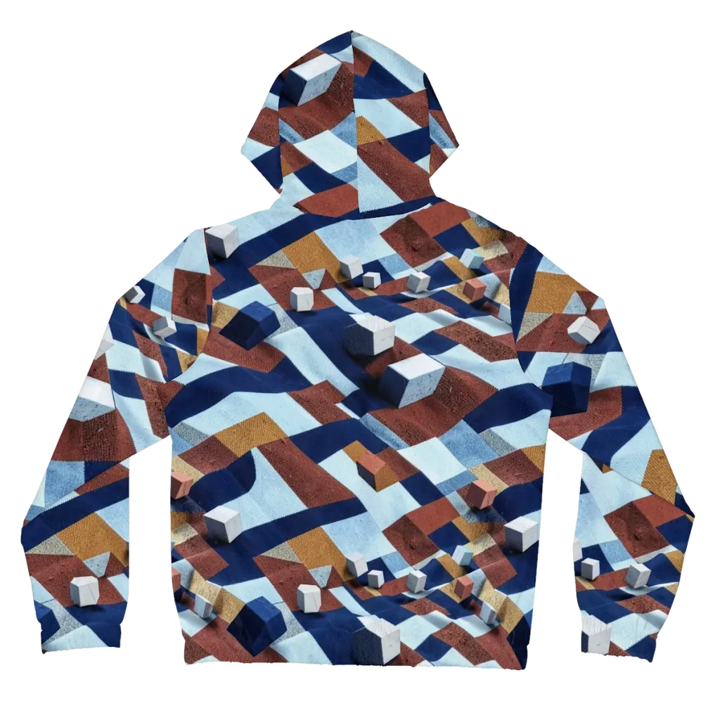 Cobalt Cubism on Women's Full-Zip Hoodie — Back