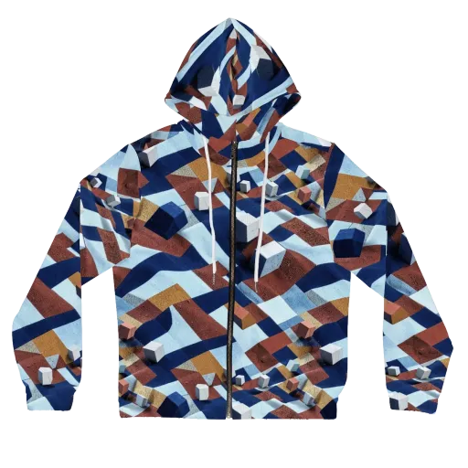 Cobalt Cubism on a Women's Full-Zip Hoodie