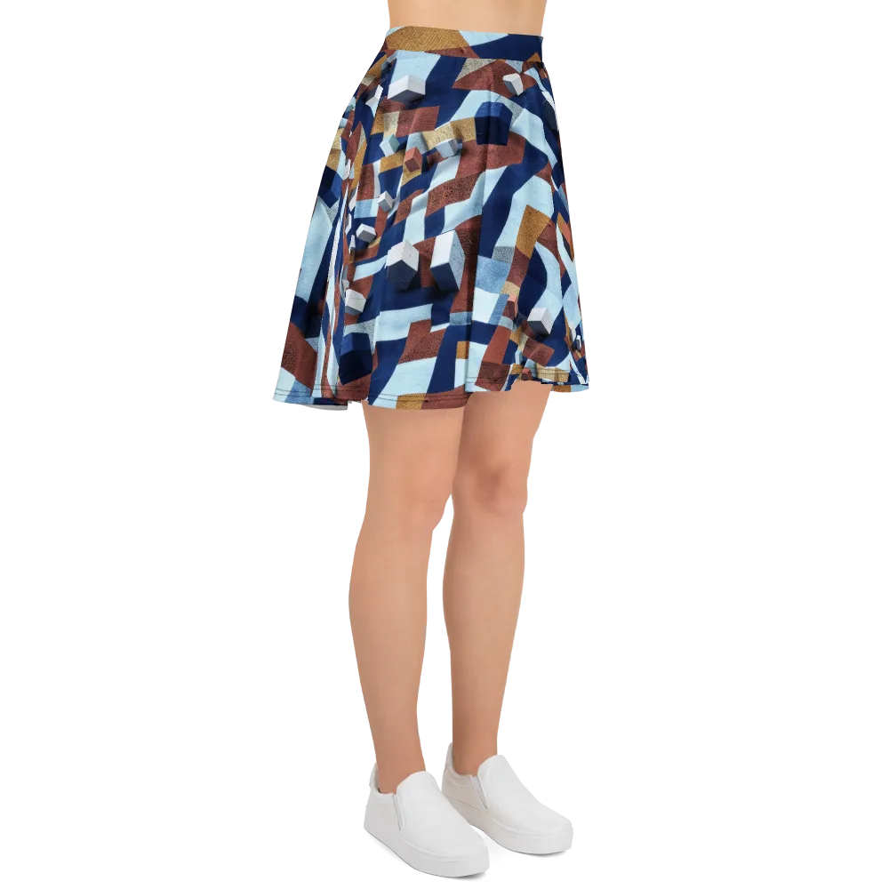 Cobalt Cubism on Skater Skirt — Right