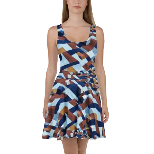 Cobalt Cubism on a Skater Dress
