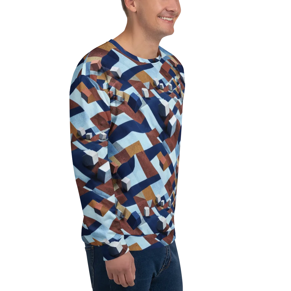Cobalt Cubism on Sweatshirt — Right Front