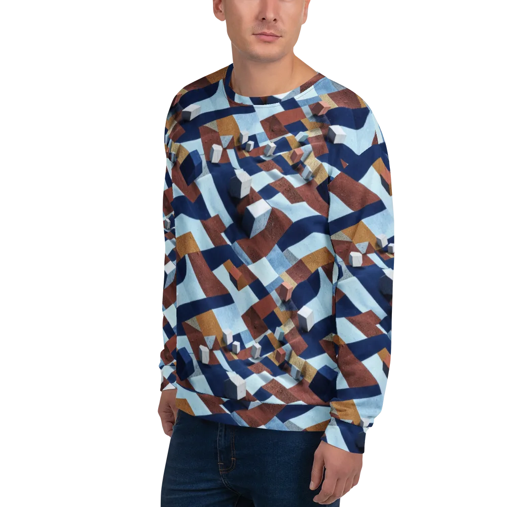 Cobalt Cubism on Sweatshirt — Left Front