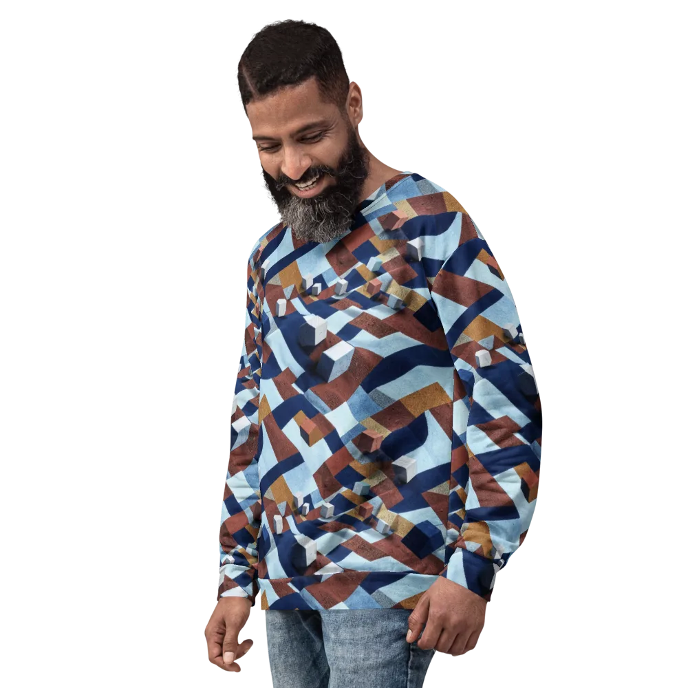 Cobalt Cubism on Sweatshirt — Left Front
