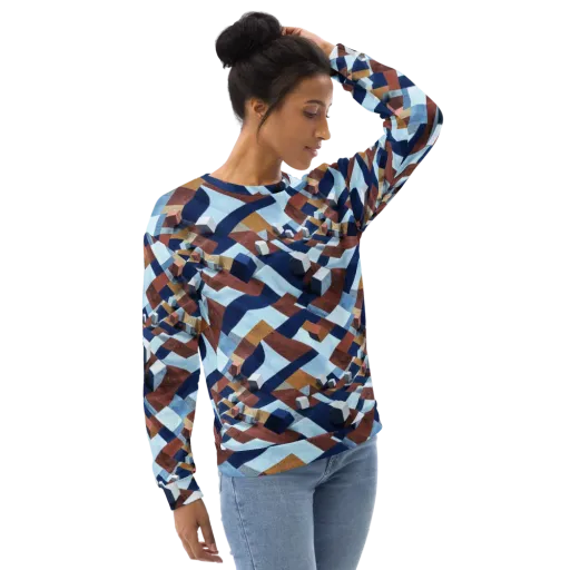 Cobalt Cubism on a Sweatshirt