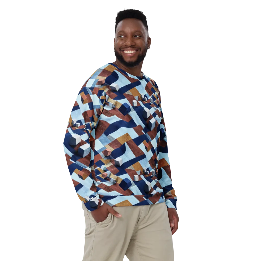 Cobalt Cubism on Sweatshirt — Front
