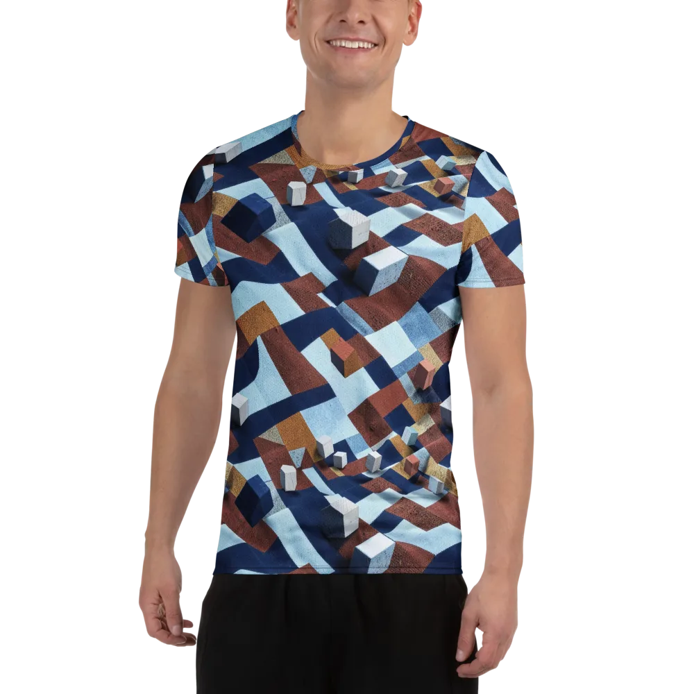 Cobalt Cubism on Men's Athletic T-Shirt — Front