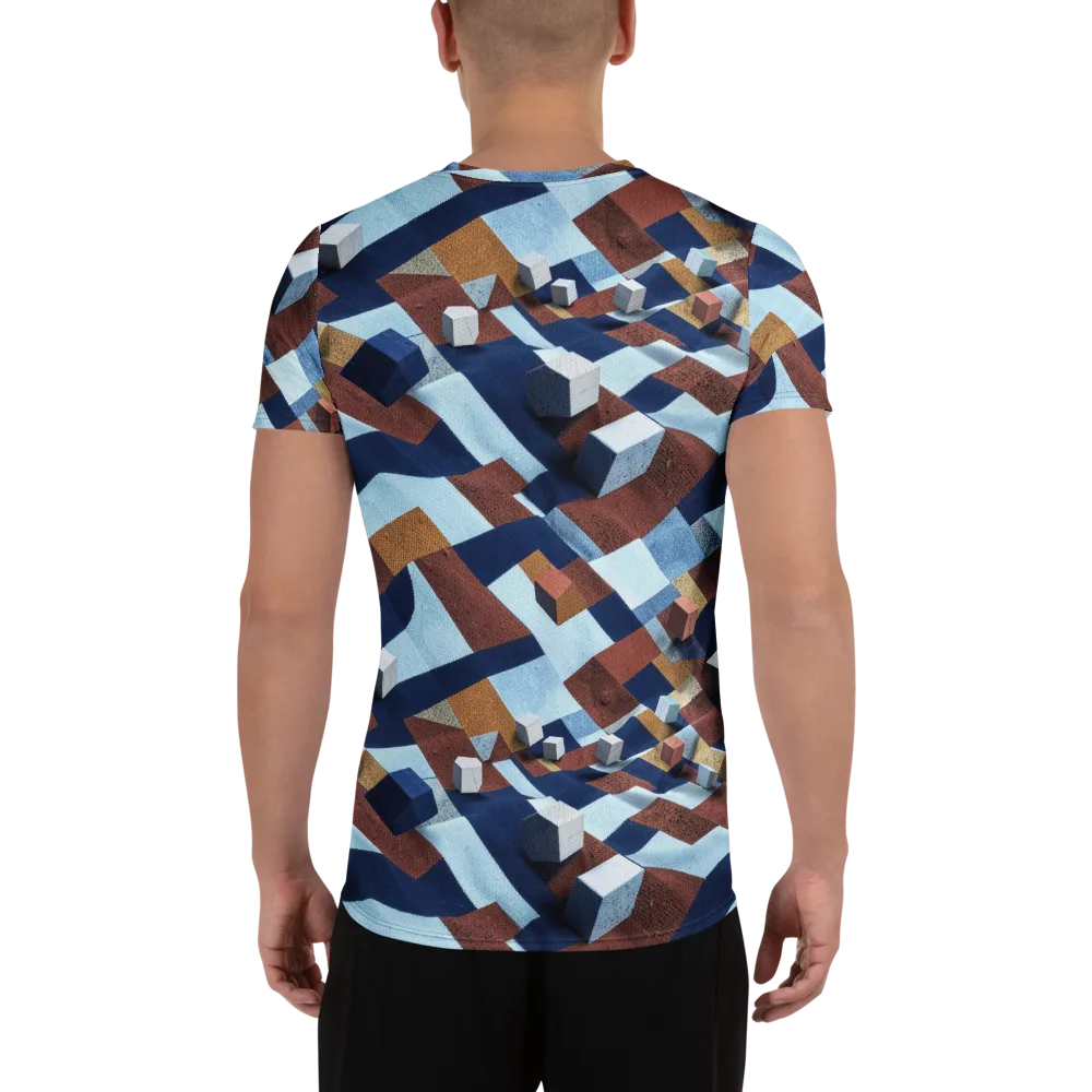 Cobalt Cubism on Men's Athletic T-Shirt — Back