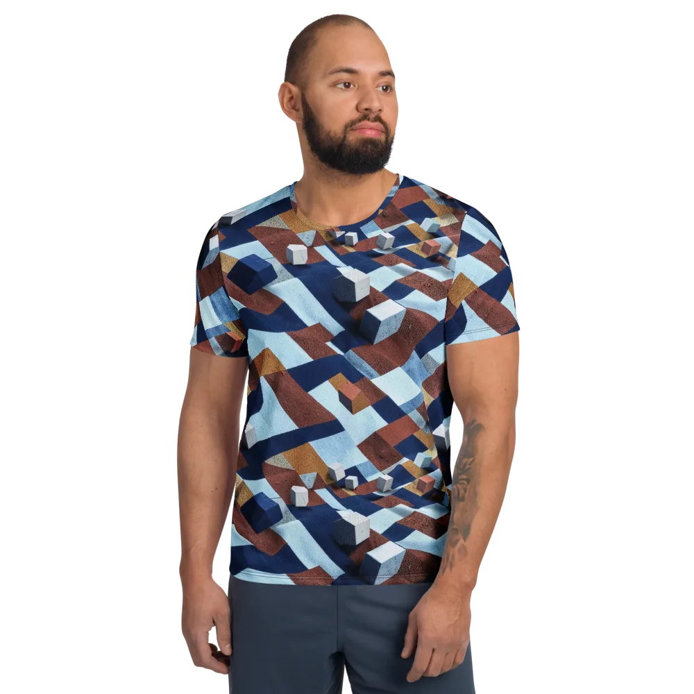 Cobalt Cubism on Men's Athletic T-Shirt — Front