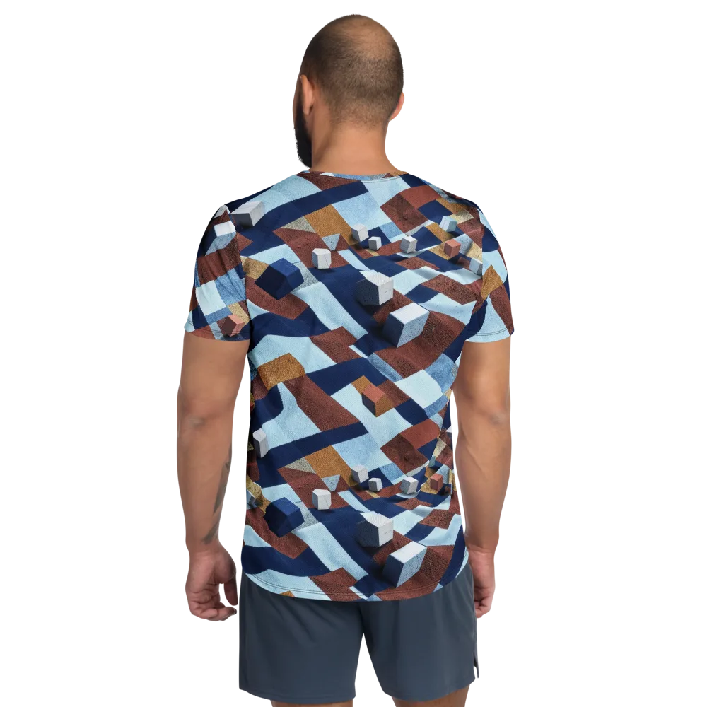 Cobalt Cubism on Men's Athletic T-Shirt — Back