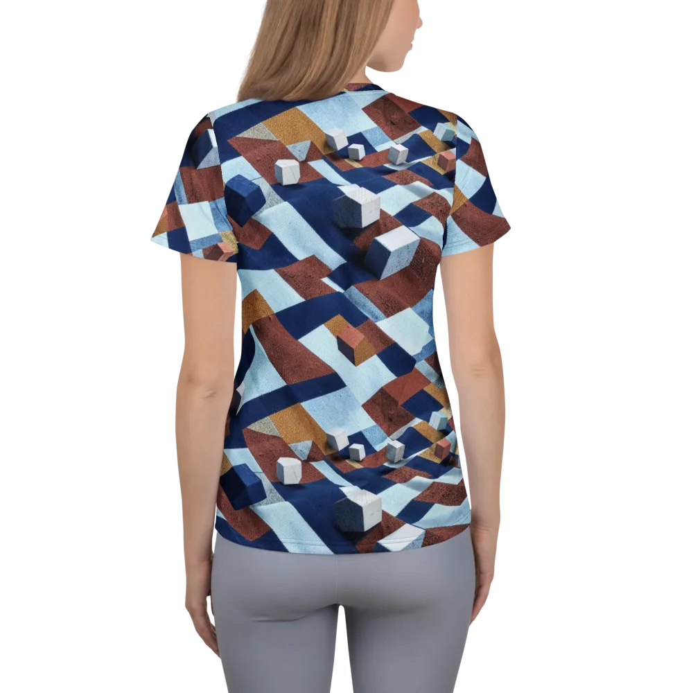 Cobalt Cubism on Women's Athletic T-Shirt — Back