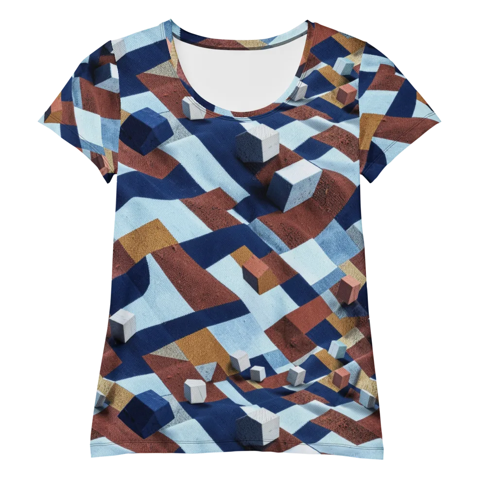Cobalt Cubism on Women's Athletic T-Shirt — Front