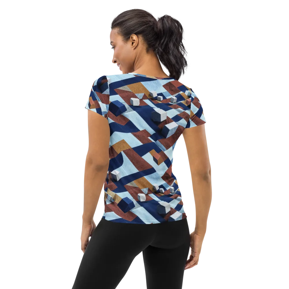 Cobalt Cubism on Women's Athletic T-Shirt — Back