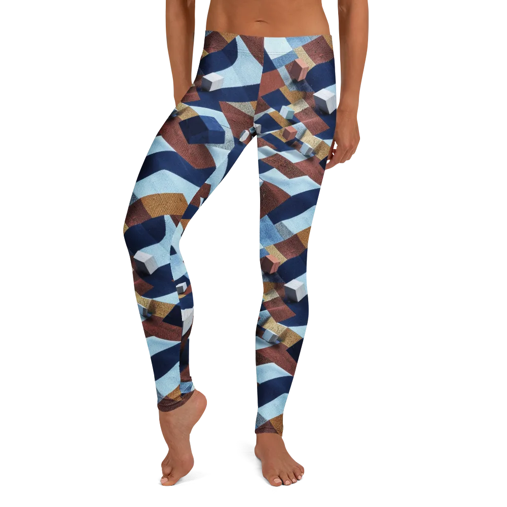 Cobalt Cubism on Leggings — Front