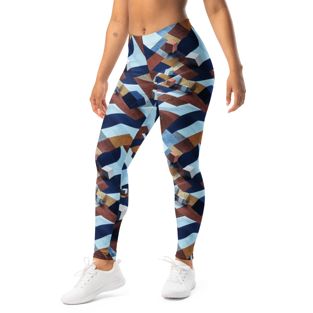 Cobalt Cubism on Leggings — Left Front
