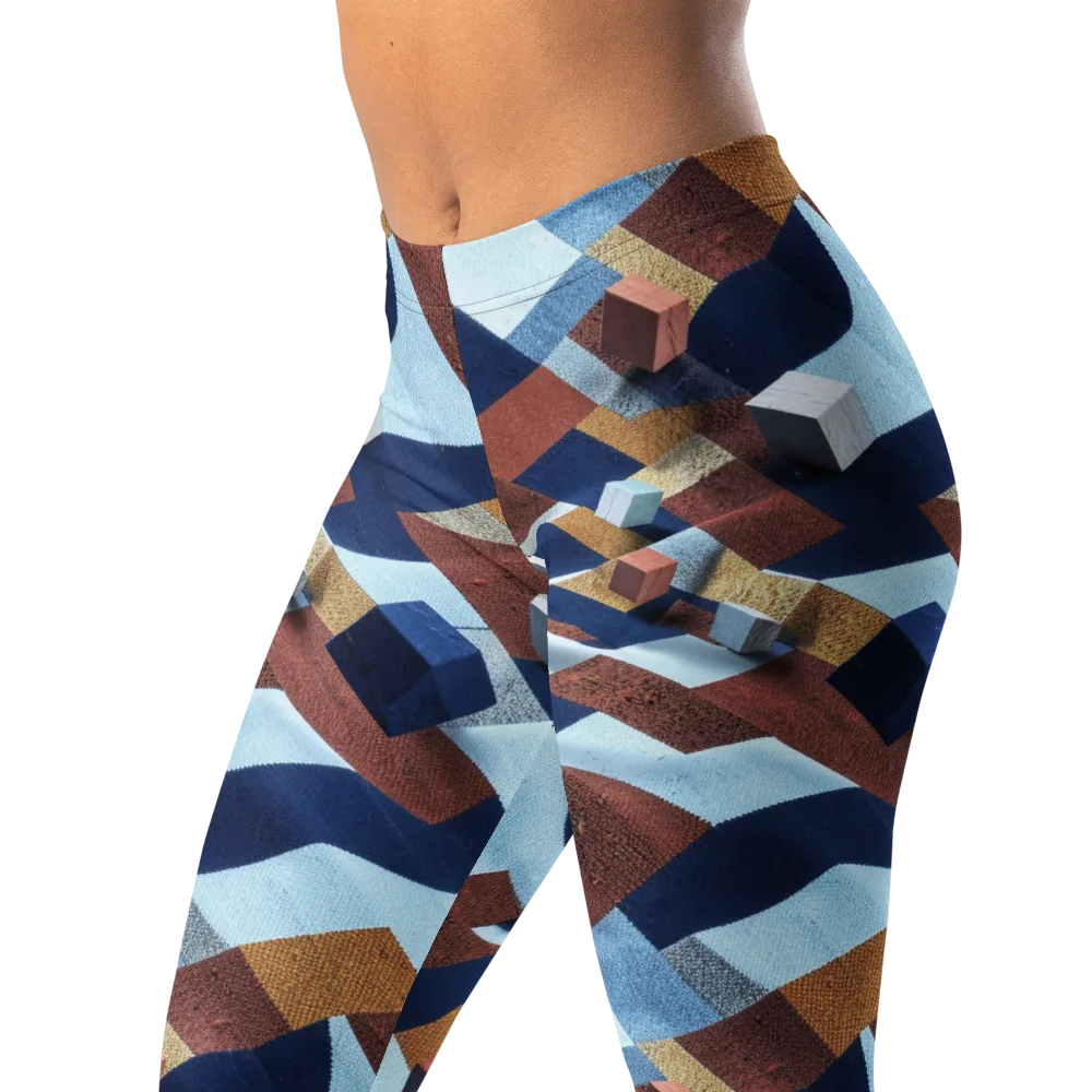 Cobalt Cubism on Leggings — Left Front