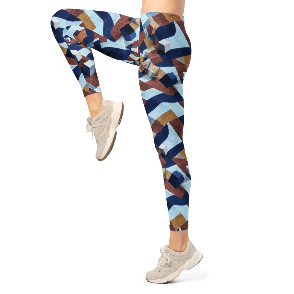 Cobalt Cubism on Leggings — Left