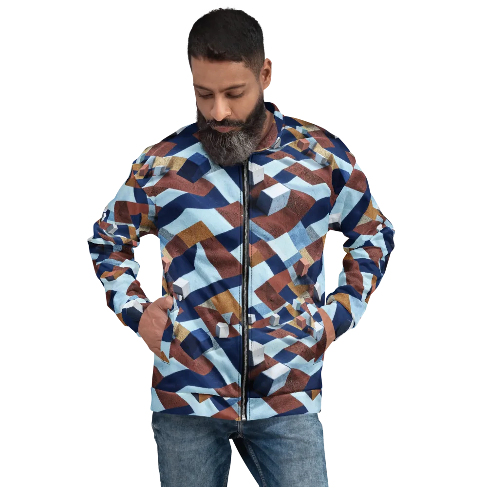 Cobalt Cubism on Bomber Jacket — Front