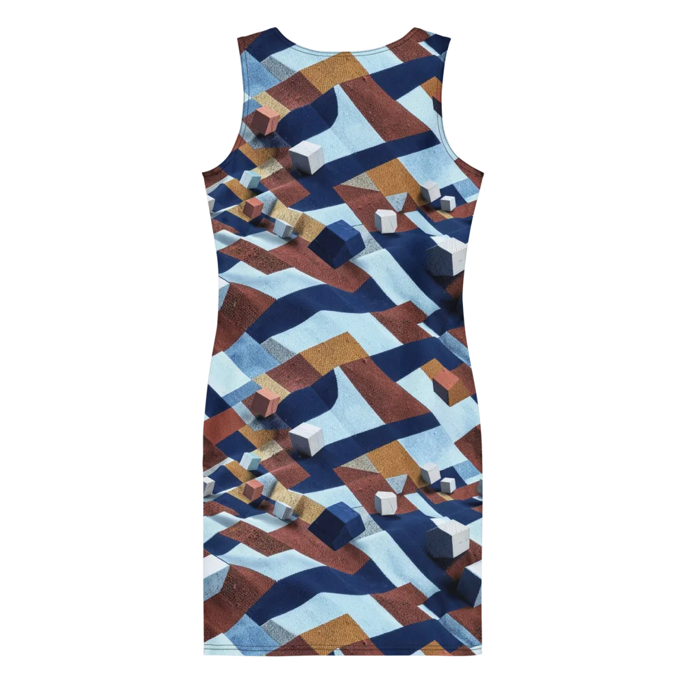 Cobalt Cubism on Bodycon Dress — Back