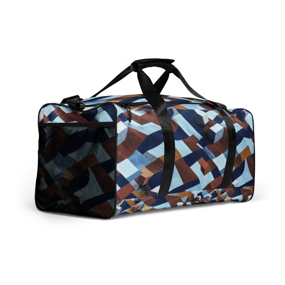 Cobalt Cubism on Duffle Bag — Right Front