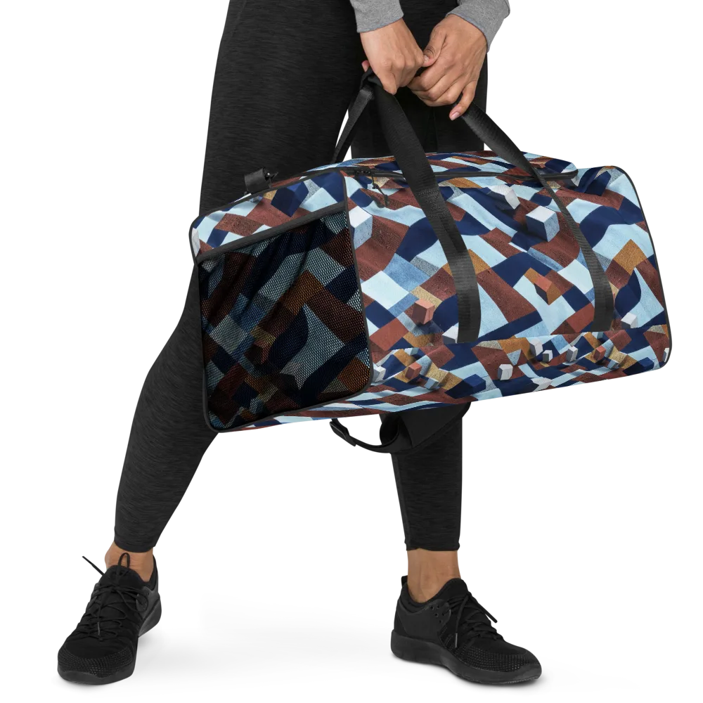 Cobalt Cubism on Duffle Bag — Right Front
