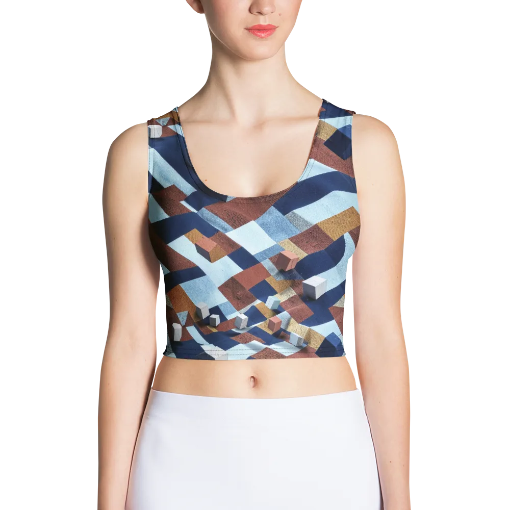 Cobalt Cubism on Crop Top — Front