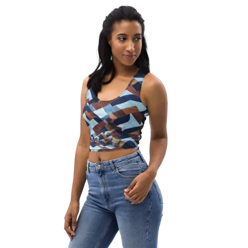Cobalt Cubism on a Crop Top