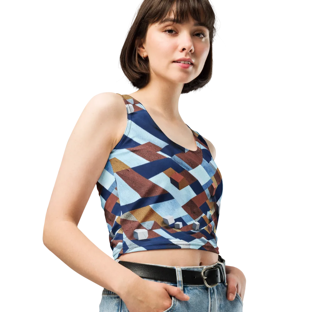 Cobalt Cubism on Crop Top — Right Front