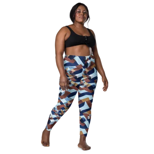 Cobalt Cubism on a Leggings with Pockets