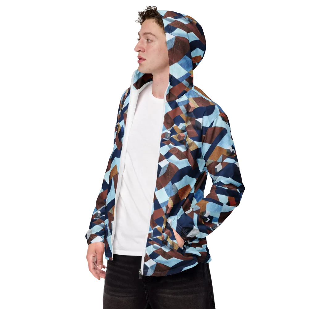 Cobalt Cubism on Men's Windbreaker — Left Front