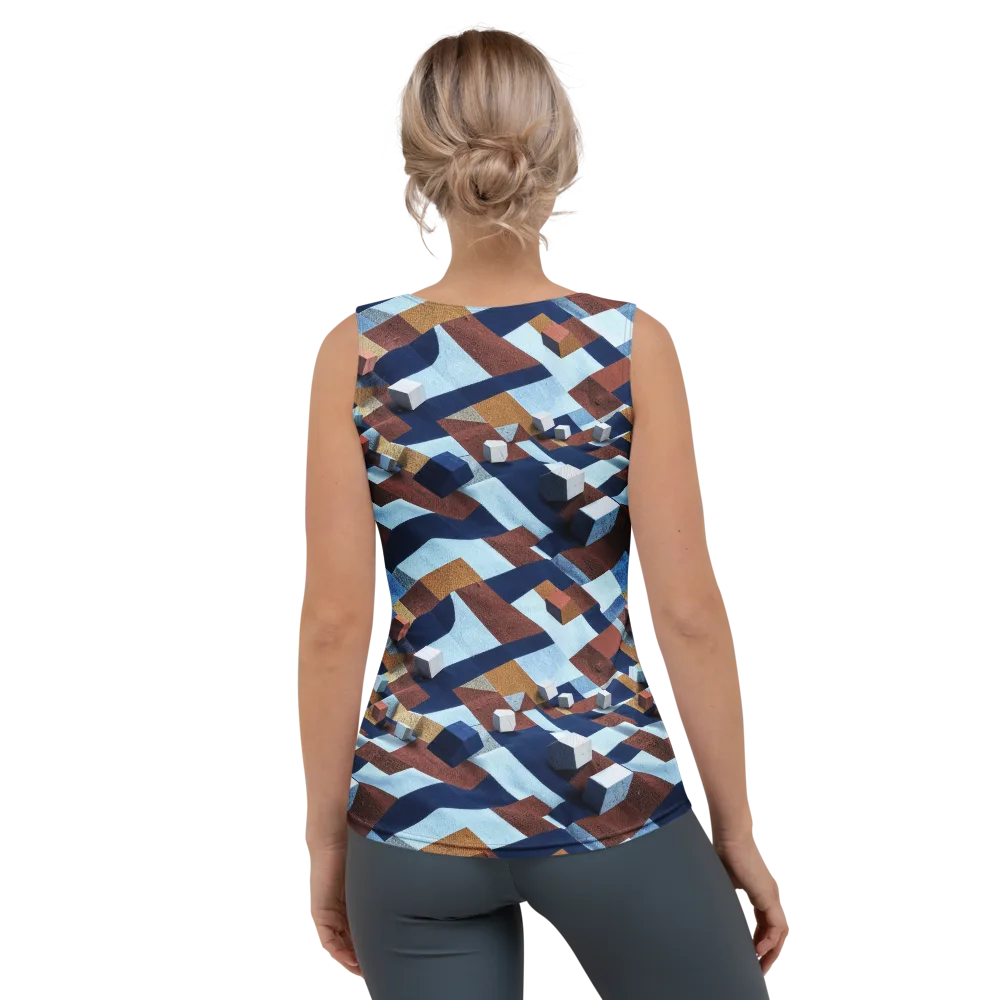 Cobalt Cubism on Women's Tank Top — Back