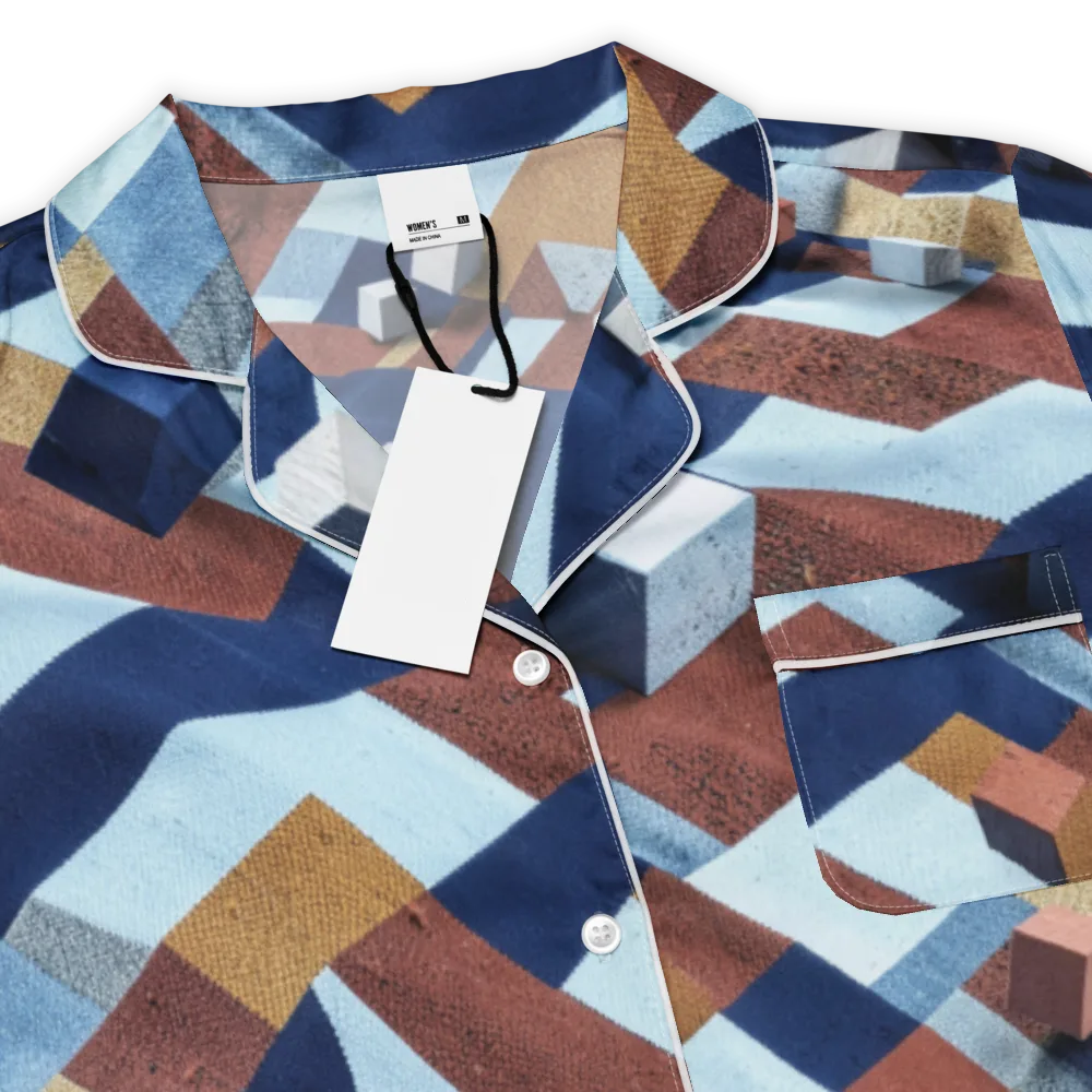 Cobalt Cubism on Women's Short Sleeve Pajama Top — Product details