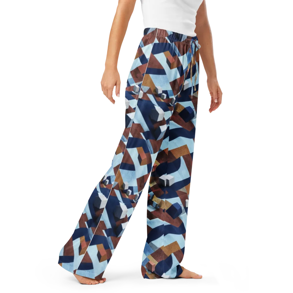 Cobalt Cubism on Women's Pajama Pants — Right Front