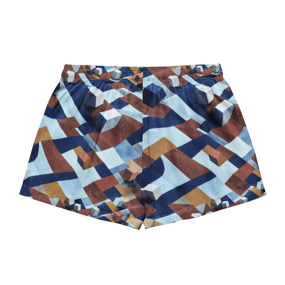 Cobalt Cubism on Women's Pajama Shorts — Back