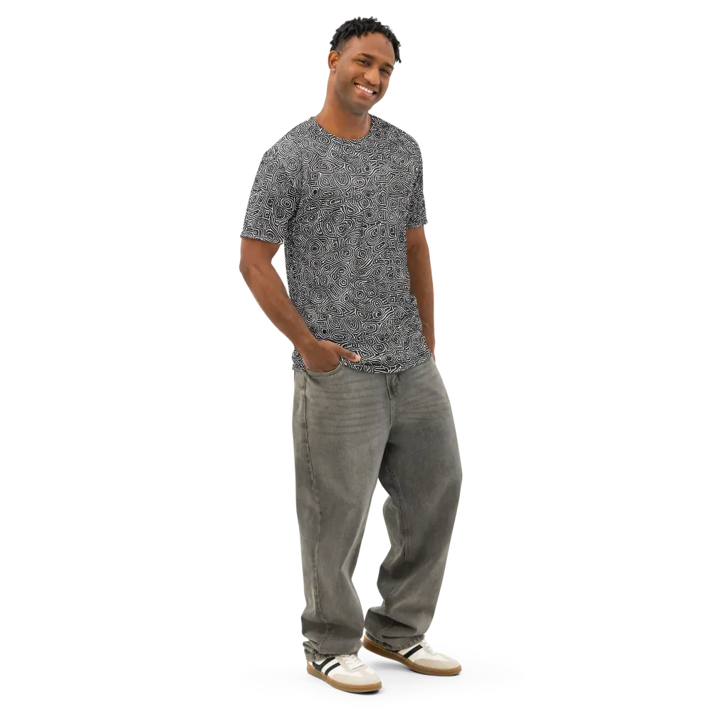 Blackwater Contours on Men's Cotton Crew Neck T-Shirt — Right Front