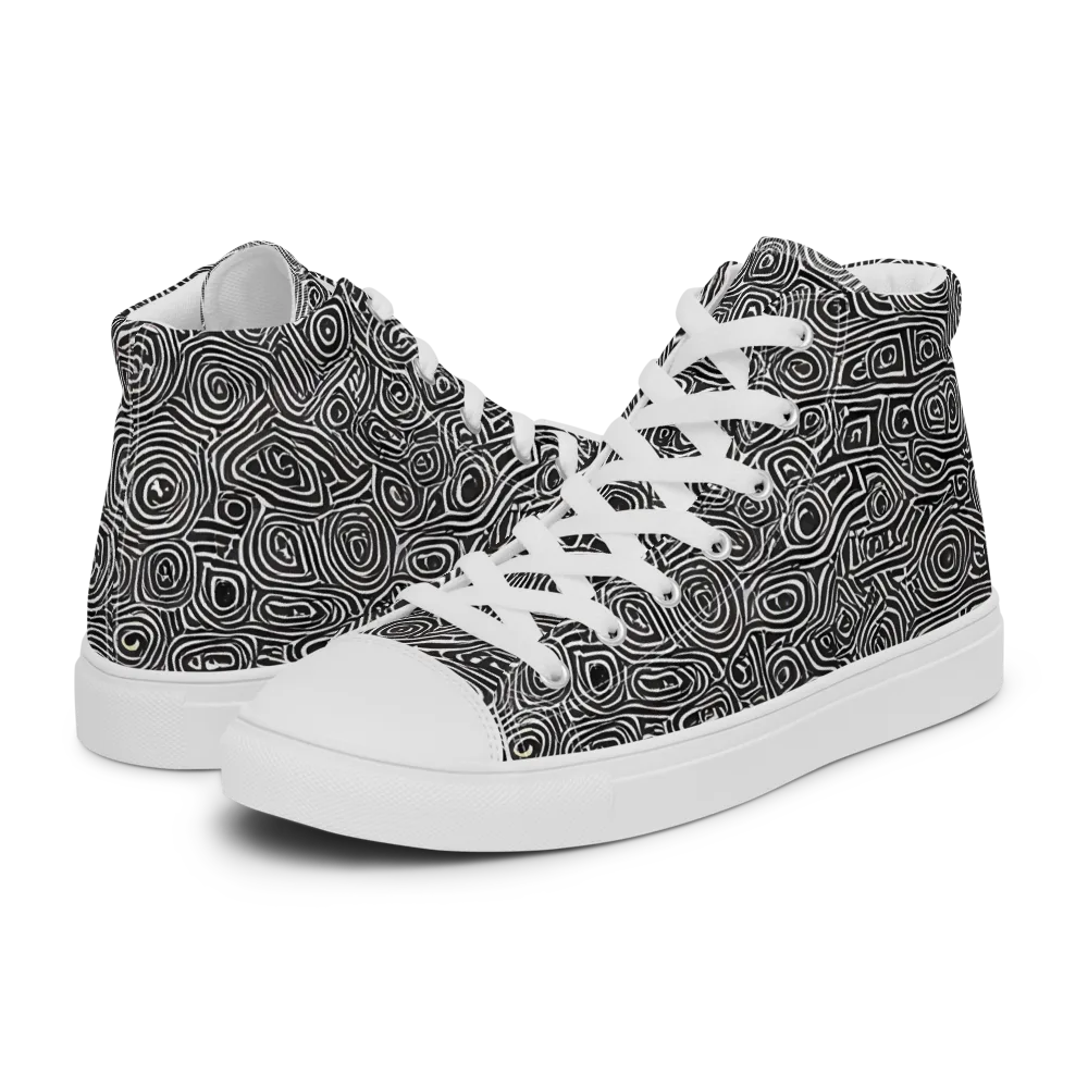 Blackwater Contours on Men's High Top Canvas Shoes — Left