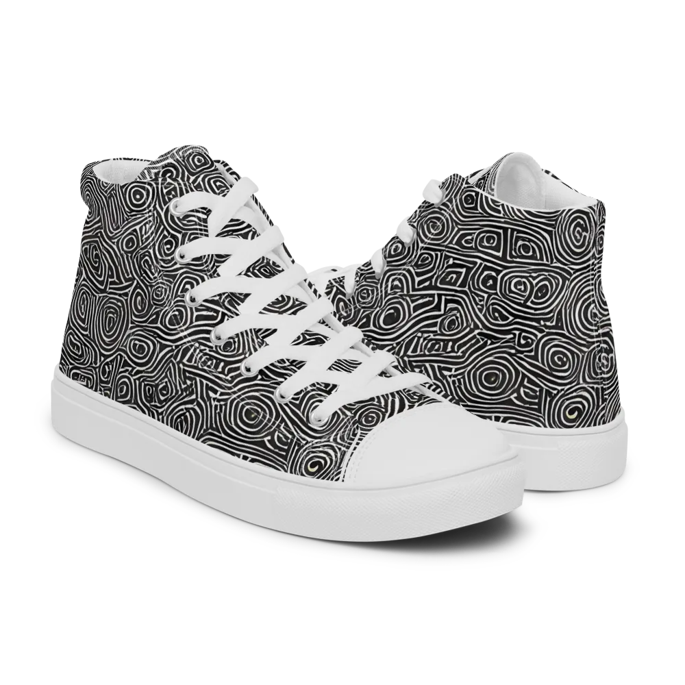 Blackwater Contours on Men's High Top Canvas Shoes — Right