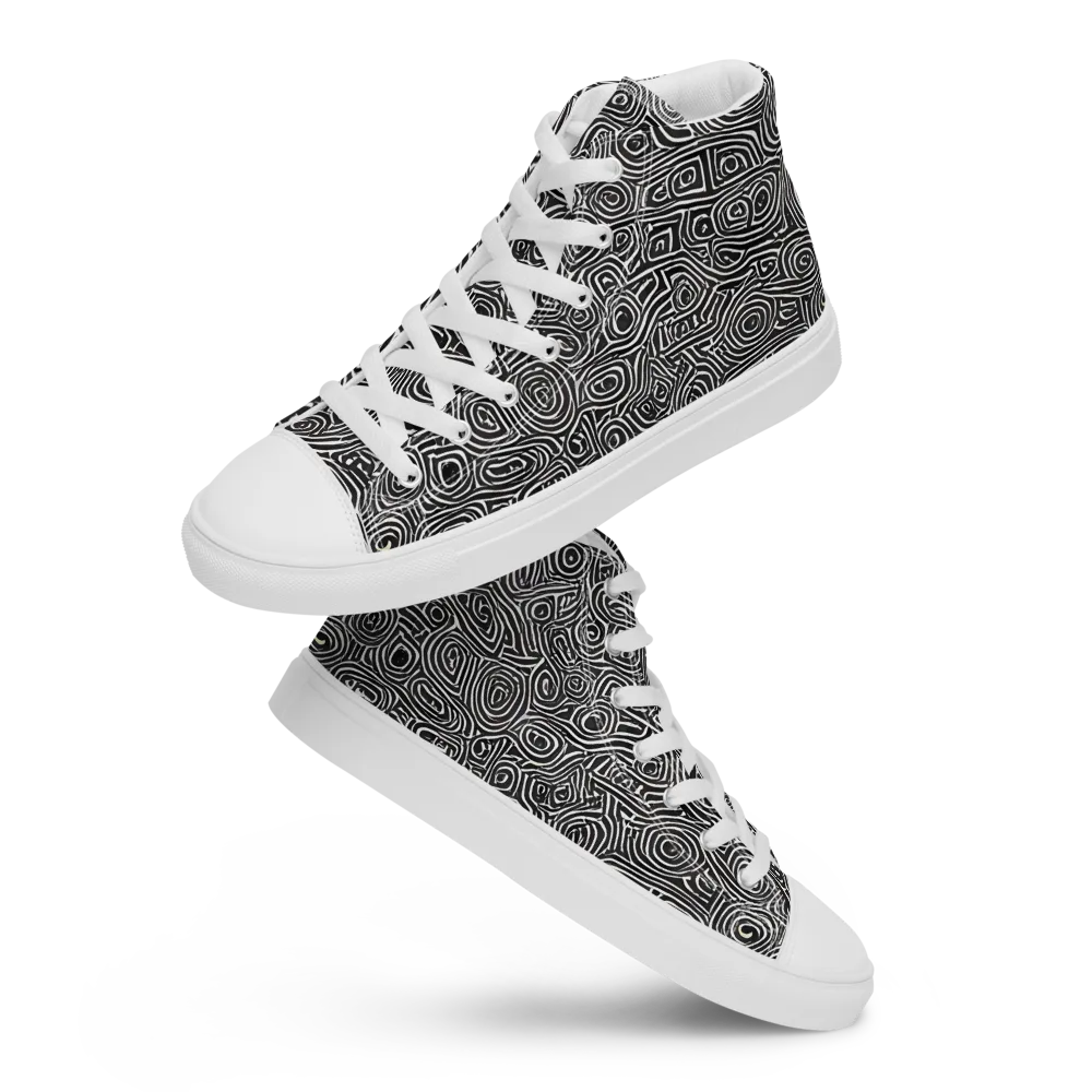 Blackwater Contours on Men's High Top Canvas Shoes — Front