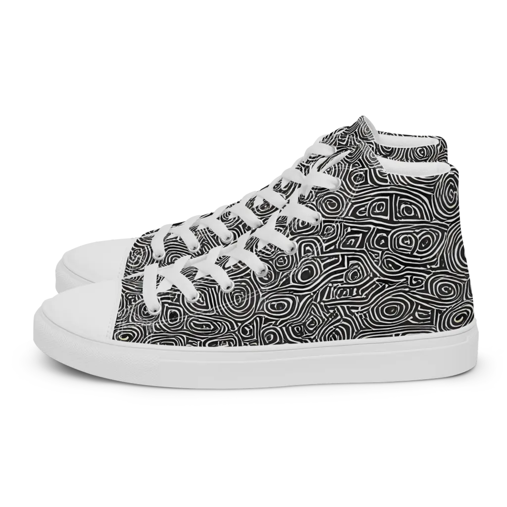 Blackwater Contours on Women's High Top Canvas Shoes — Left