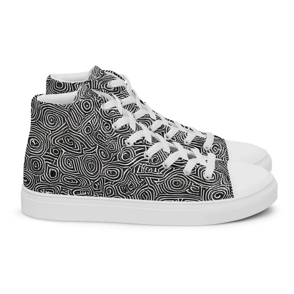 Blackwater Contours on Women's High Top Canvas Shoes — Right