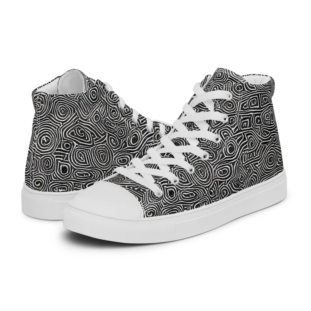 Blackwater Contours on Women's High Top Canvas Shoes — Left