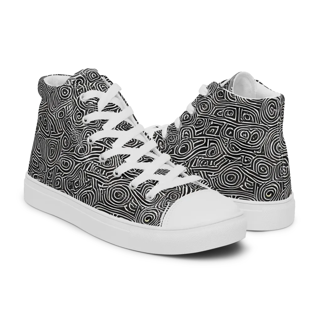 Blackwater Contours on Women's High Top Canvas Shoes — Right