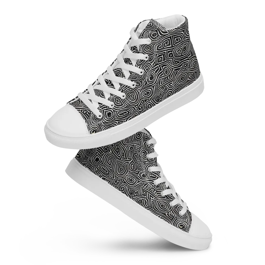 Blackwater Contours on Women's High Top Canvas Shoes — Front