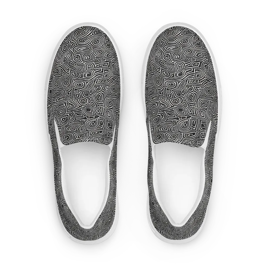 Blackwater Contours on Men's Slip-On Canvas Shoes — Front