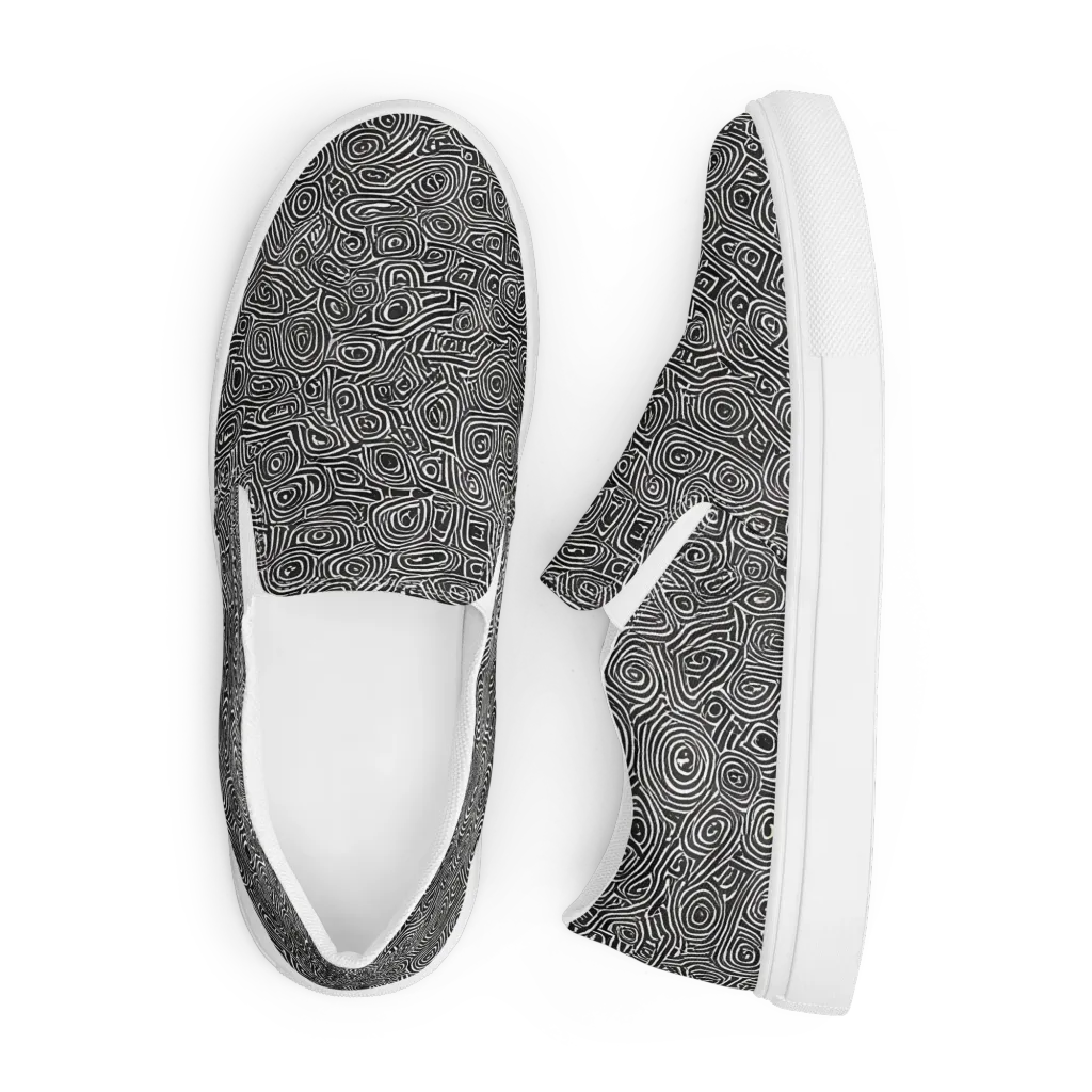 Blackwater Contours on Men's Slip-On Canvas Shoes — Front