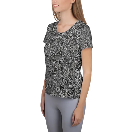 Blackwater Contours on a Women's Athletic T-Shirt