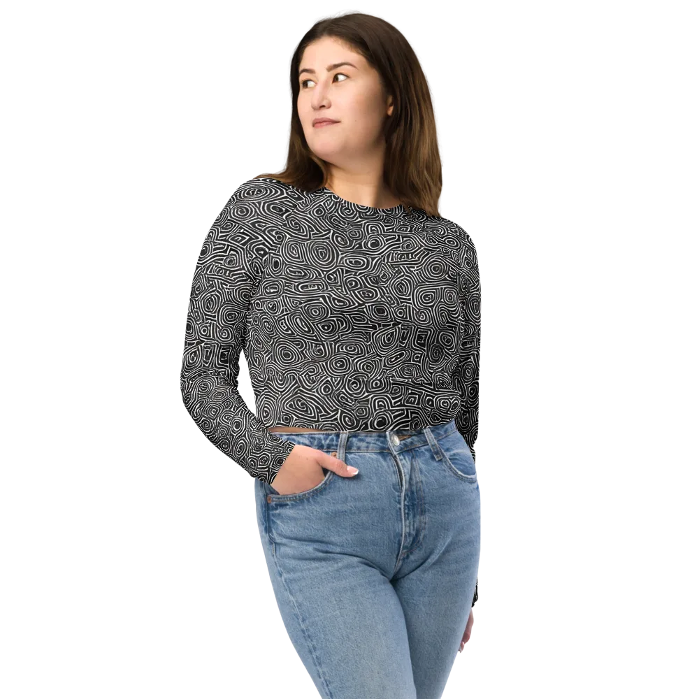 Blackwater Contours on Long Sleeve Crop Top — Front