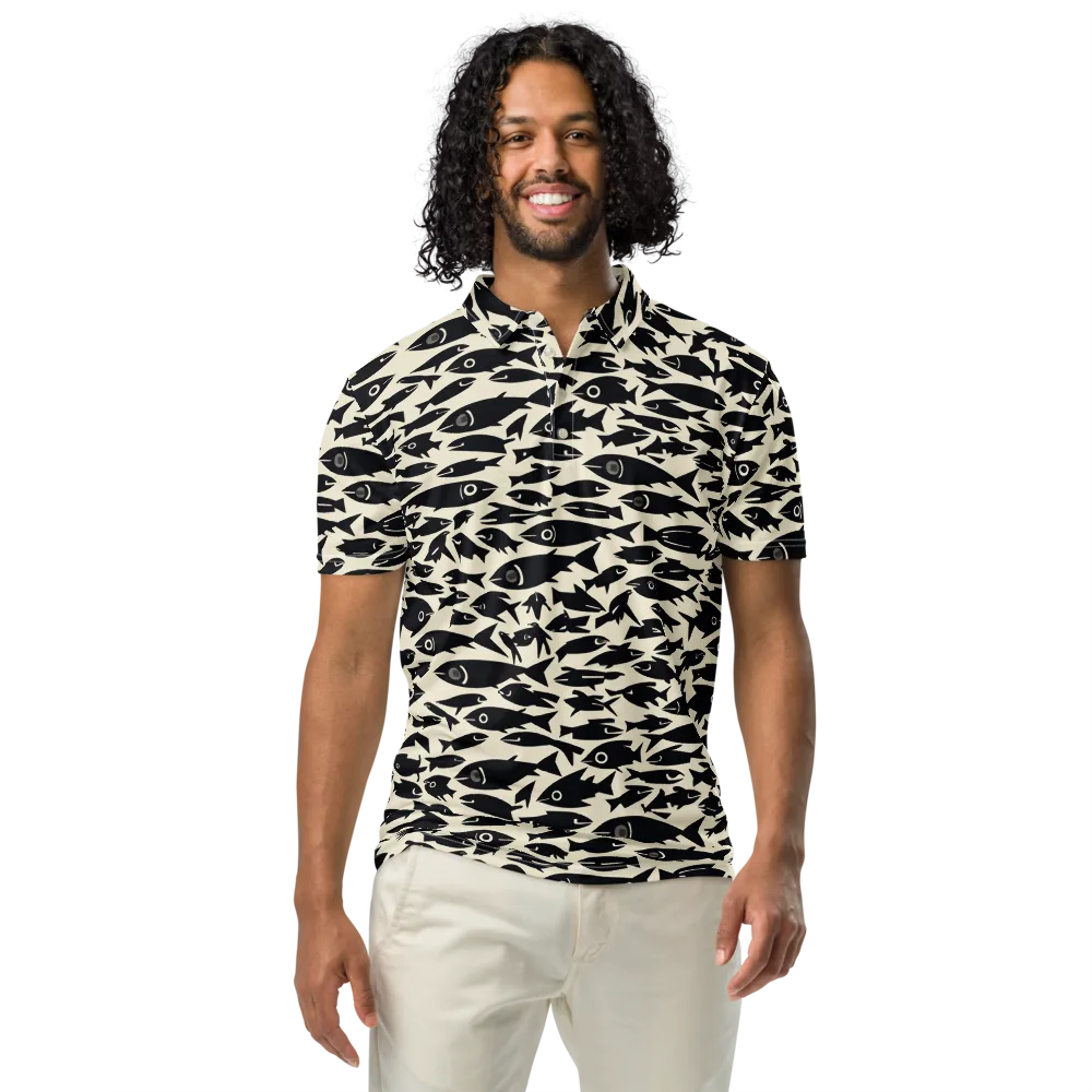 Midnight Shoal on Men's Slim Fit Polo Shirt — Front