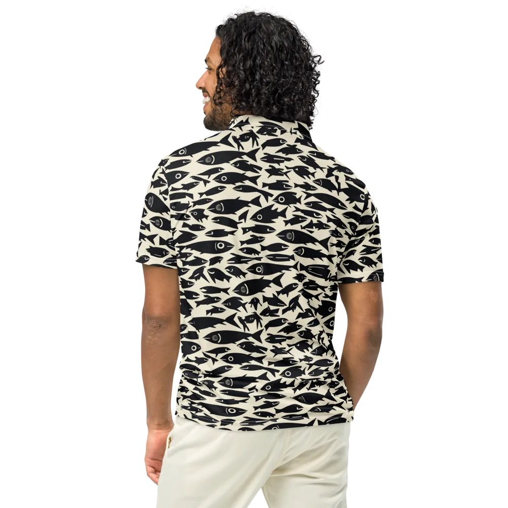 Midnight Shoal on Men's Slim Fit Polo Shirt — Back