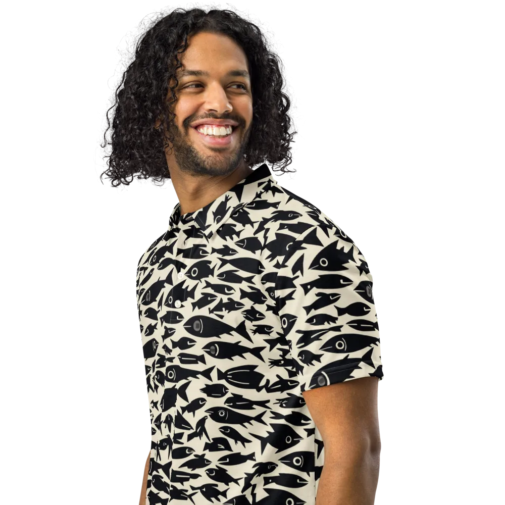 Midnight Shoal on Men's Slim Fit Polo Shirt — Left Front